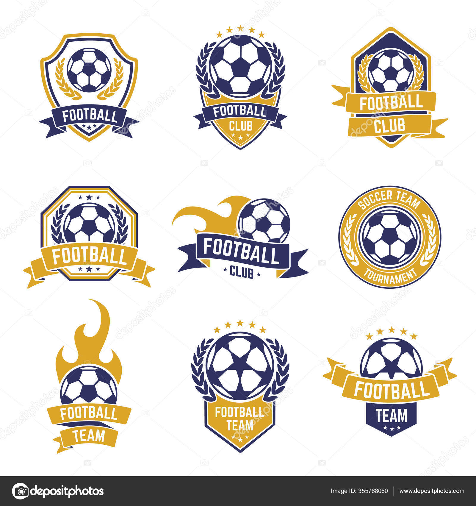 Etiquetas da equipa de futebol. Bola de futebol clube logotipo